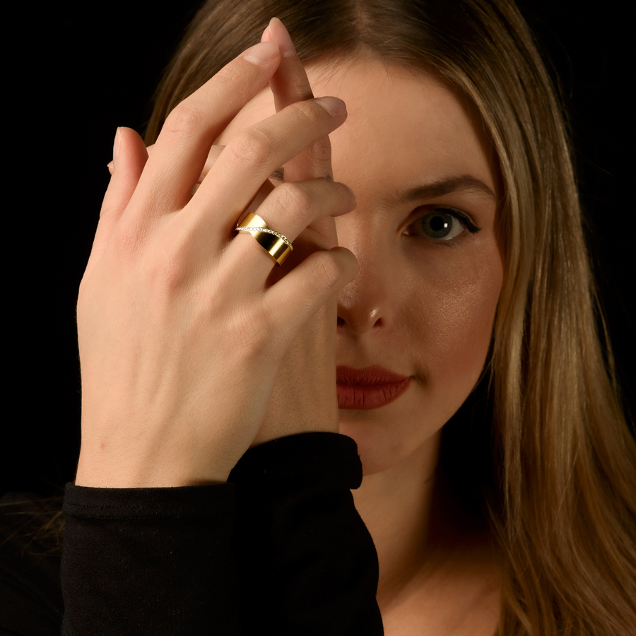 Edelstahl Ring mit Zirkonia