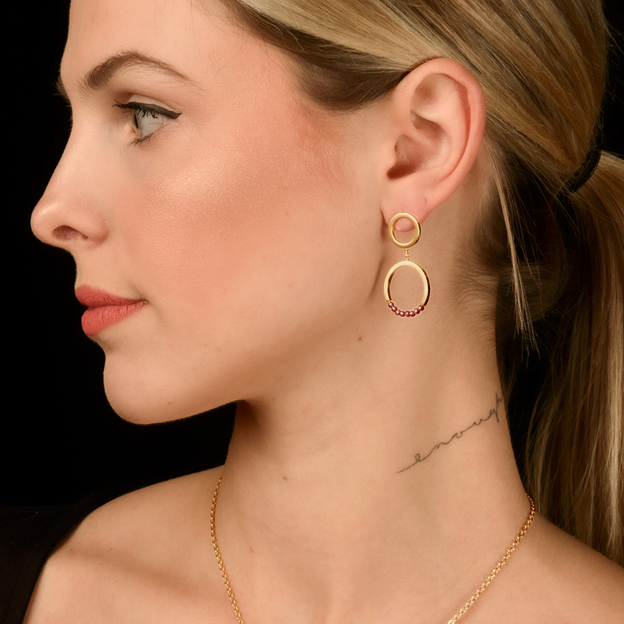 Edelstahlschmuck Damen - Ohrhänger mit Granat